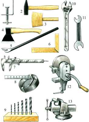 Рис. 3б.  Основной набор инструментов для домашней мастерской.